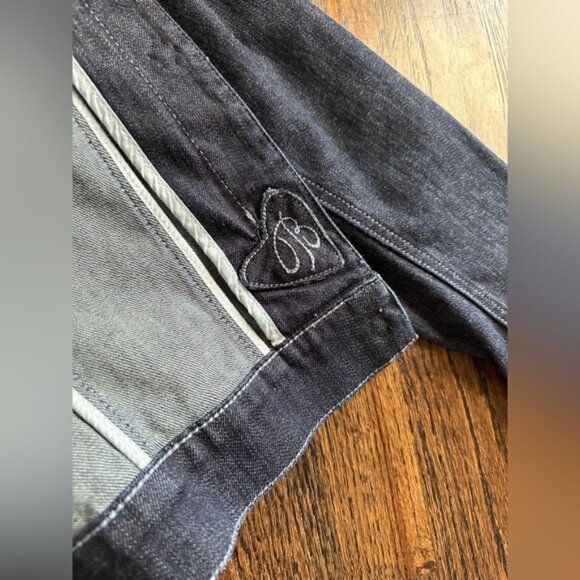 Brighton Vintage Denim Jean Jacket Embellished Silver Heart Snap Front Women's L - Picture 8 of 13